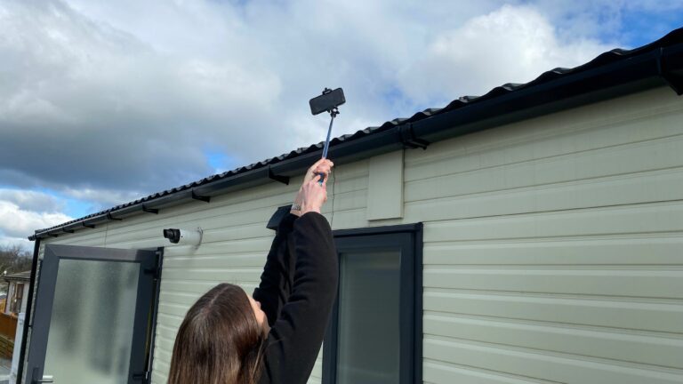 static caravanning hack with selfie stick